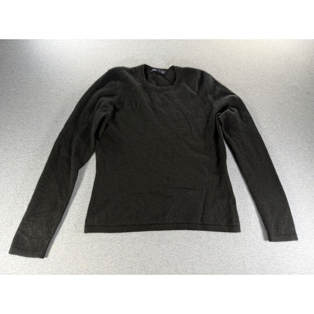 Lands End Black 100% Cashmere Crew Neck Long Sleeve Sweater Small 6-8